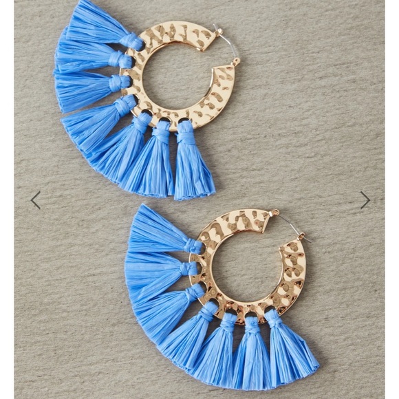 Hammered Gold Fringe Hoop Earrings - Picture 2 of 2